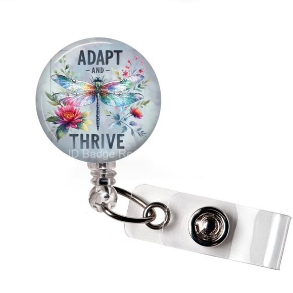 Adapt And Thrive Dragonfly ID Name Tag Badge Holder * Adjust * Bloom * Empower * - Picture 1 of 5